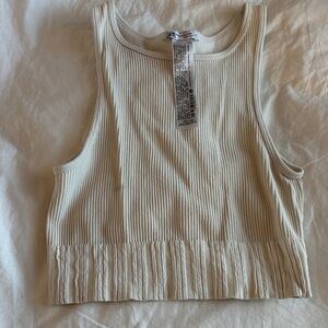 Zara Off-White Ribbed Tank Top